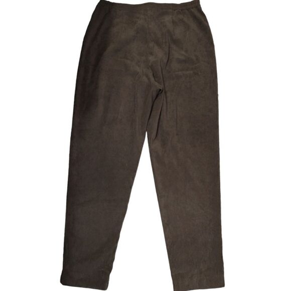 Studio C Brown Faux Suede Womens Pants 16 XL Side Zipper Elastic Waist Hem Slits - Picture 4 of 15